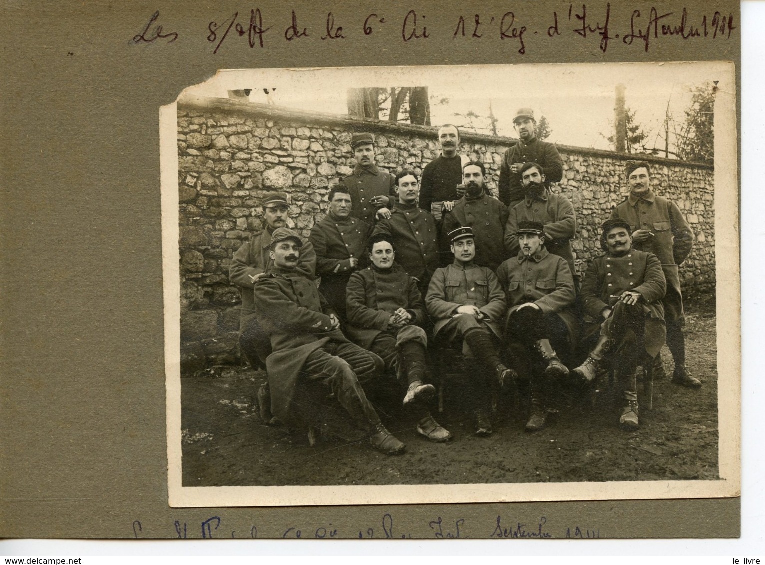 LOT 2 PHOTOGRAPHIES COLLEES SUR PARTIE DE PAGE D'ALBUM 12è REGIMENT D'INFANTERIE GLENNES SEPTEMBRE OCTOBRE 1914 - War, Military