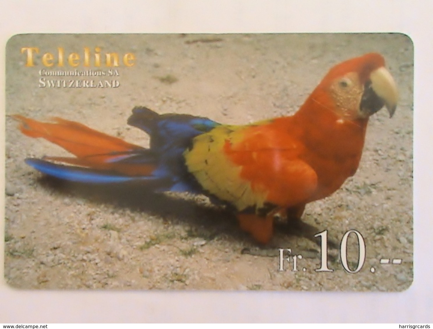 SWITZERLAND - Red-blue Parrot, Teleline Prepaid Card Fr.10, Used - Svizzera