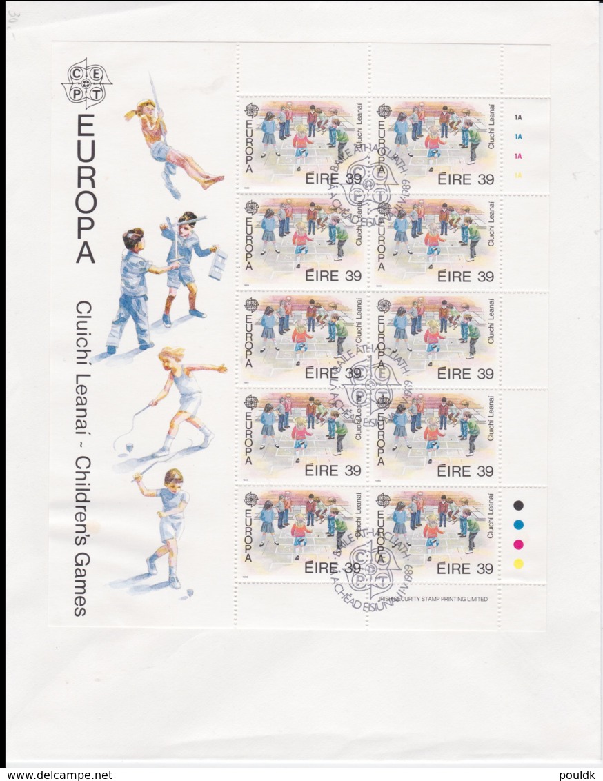 Ireland 1989 FDC Europa CEPT Complete Sheet - Bowed Cover Take As Used Sheet Only (L76-10) - 1989
