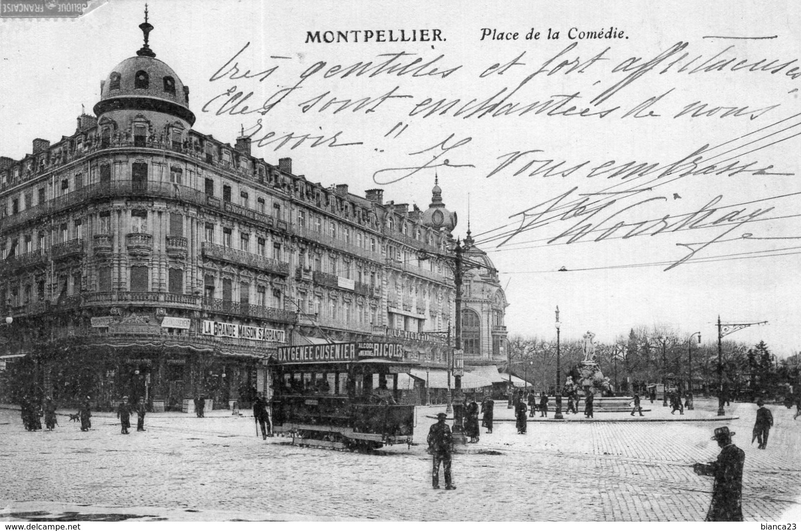 B58032 Cpa Montpellier - Place De La Comédie " Tramway " - Montpellier