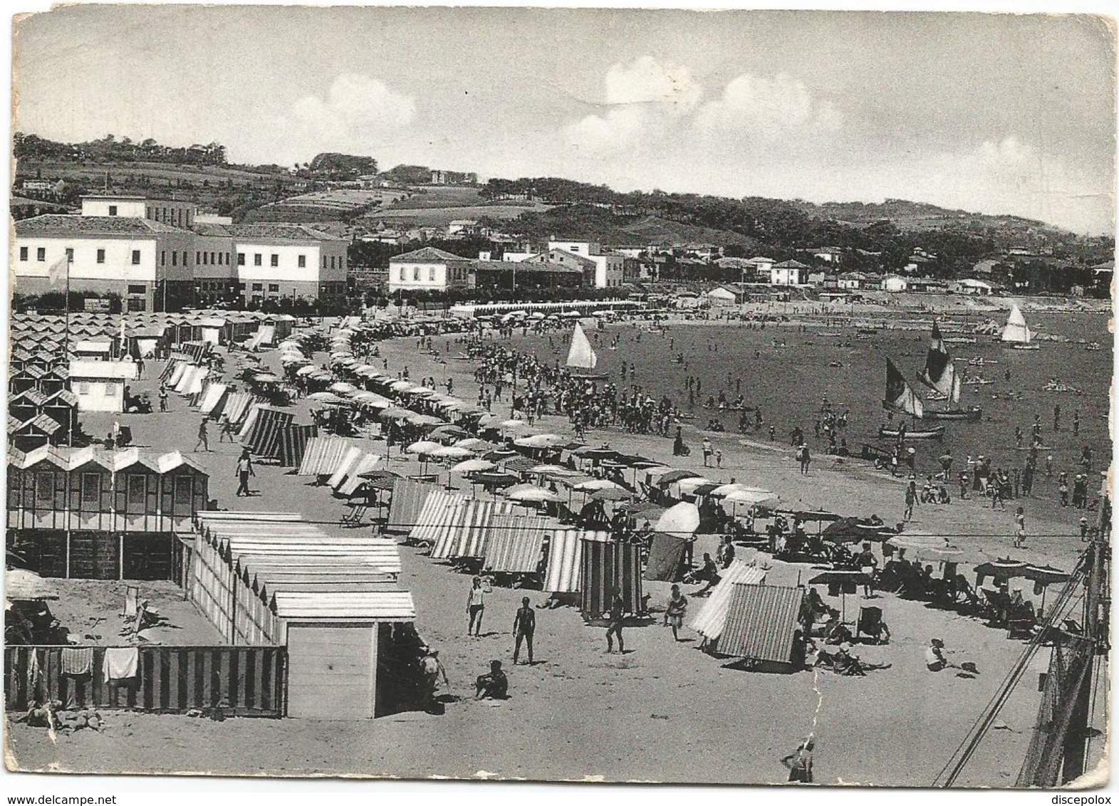 W5265 Fano (Pesaro) - Panorama Della Spiaggia - Beach Plage Strand Playa / Viaggiata 1958 - Fano