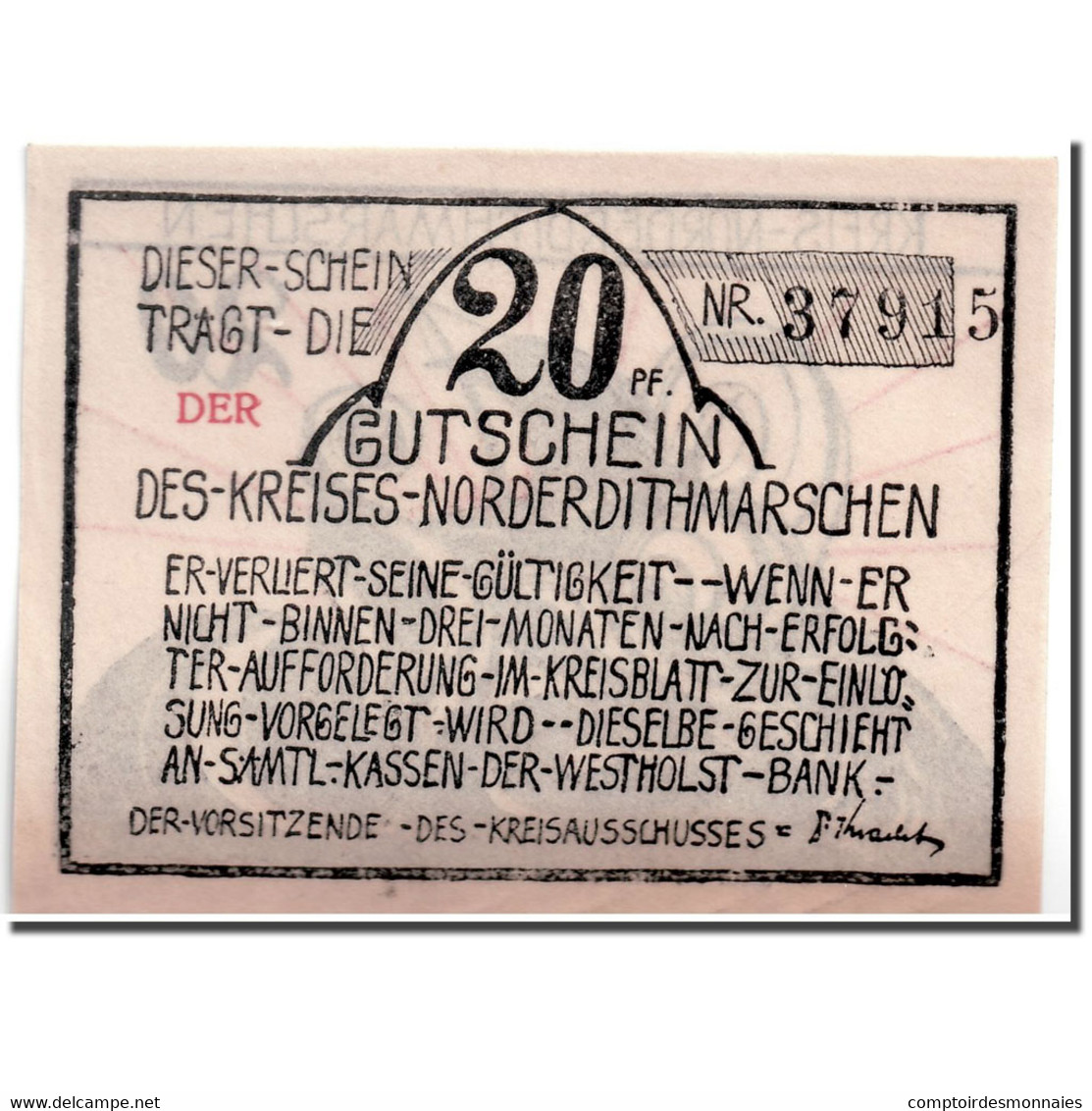 Billet, Allemagne, Schleswig-Holstein, 20 Pfennig, Bateau, 1921, SPL - Autres & Non Classés