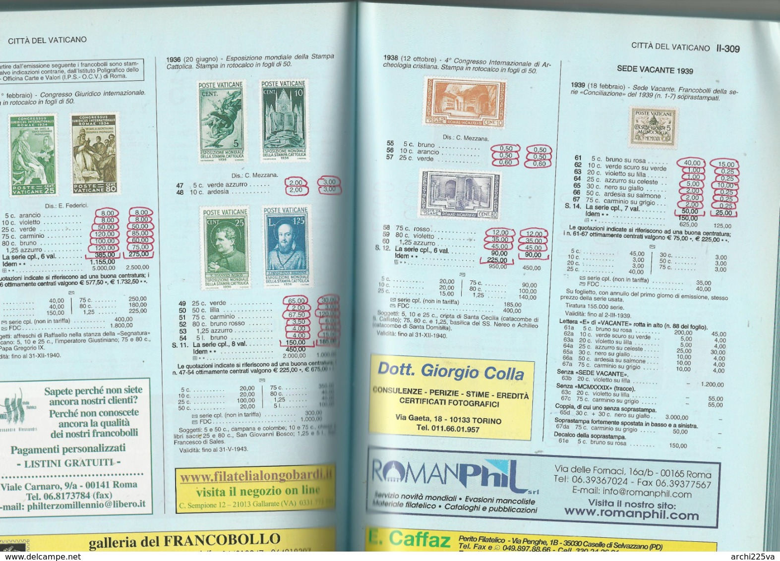 Catalogo SASSONE ITALIA 2009 - Volume 1 e 2 - USATI (prezzi segnati), ma in buono stato - Paesi Italiani