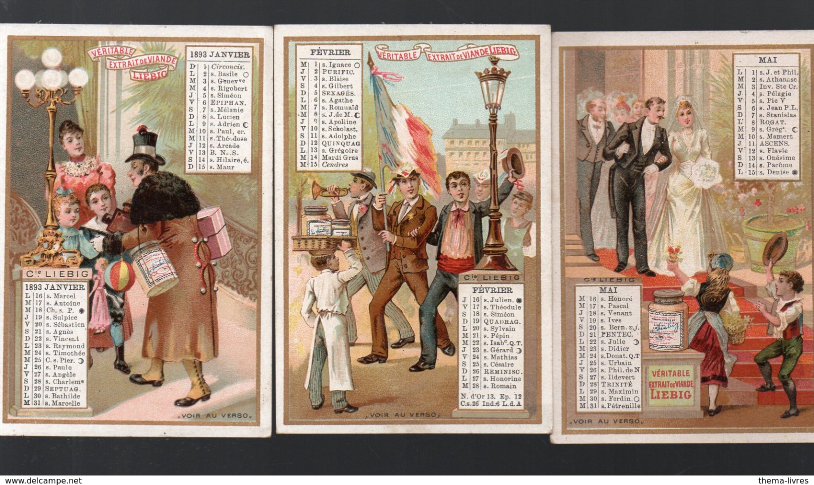 Chromos LIEBIG: Lot De 3 Chromos CALENDRIER Dont 1893 (PPP20741) - Liebig