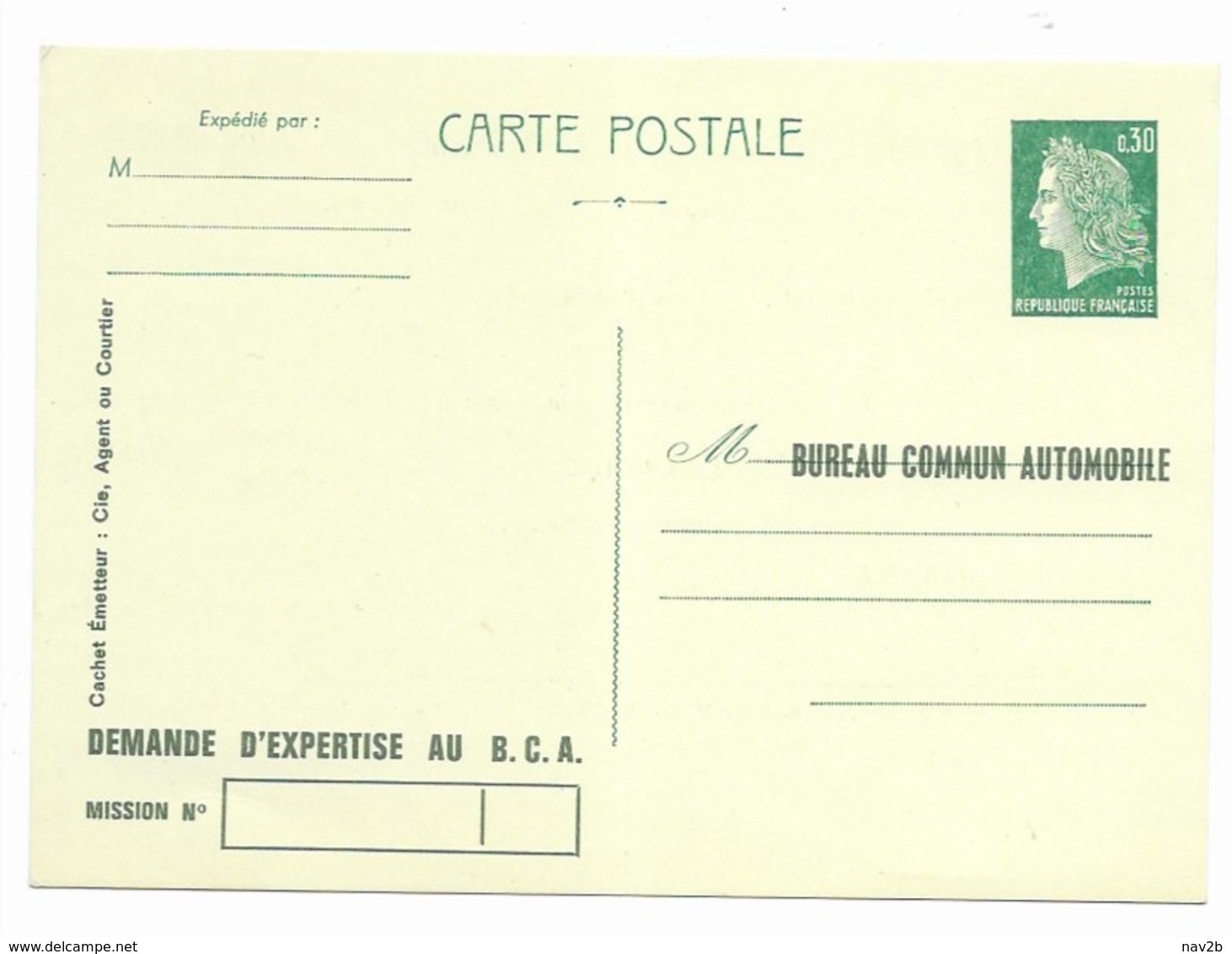 Entier Carte Postale Cheffer TSC .  Bureau Commun De L'Automobile . Neuve. - Cartes Postales Repiquages (avant 1995)