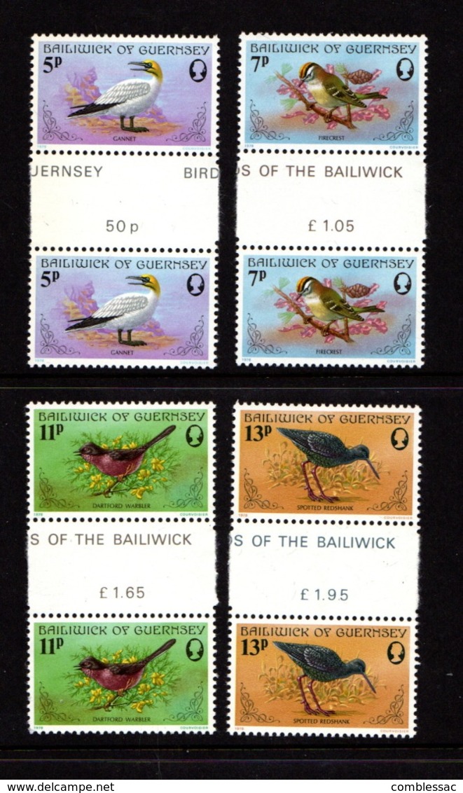 GUERNSEY    1978    Birds    Set  Of  4  Gutter  Pairs      MNH - Guernsey