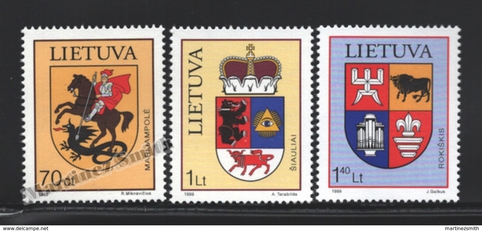 Lituanie – Lithuania – Lituania 1999 Yvert 622-24, Cities Coat Of Arms (VIII) - MNH - Lituanie