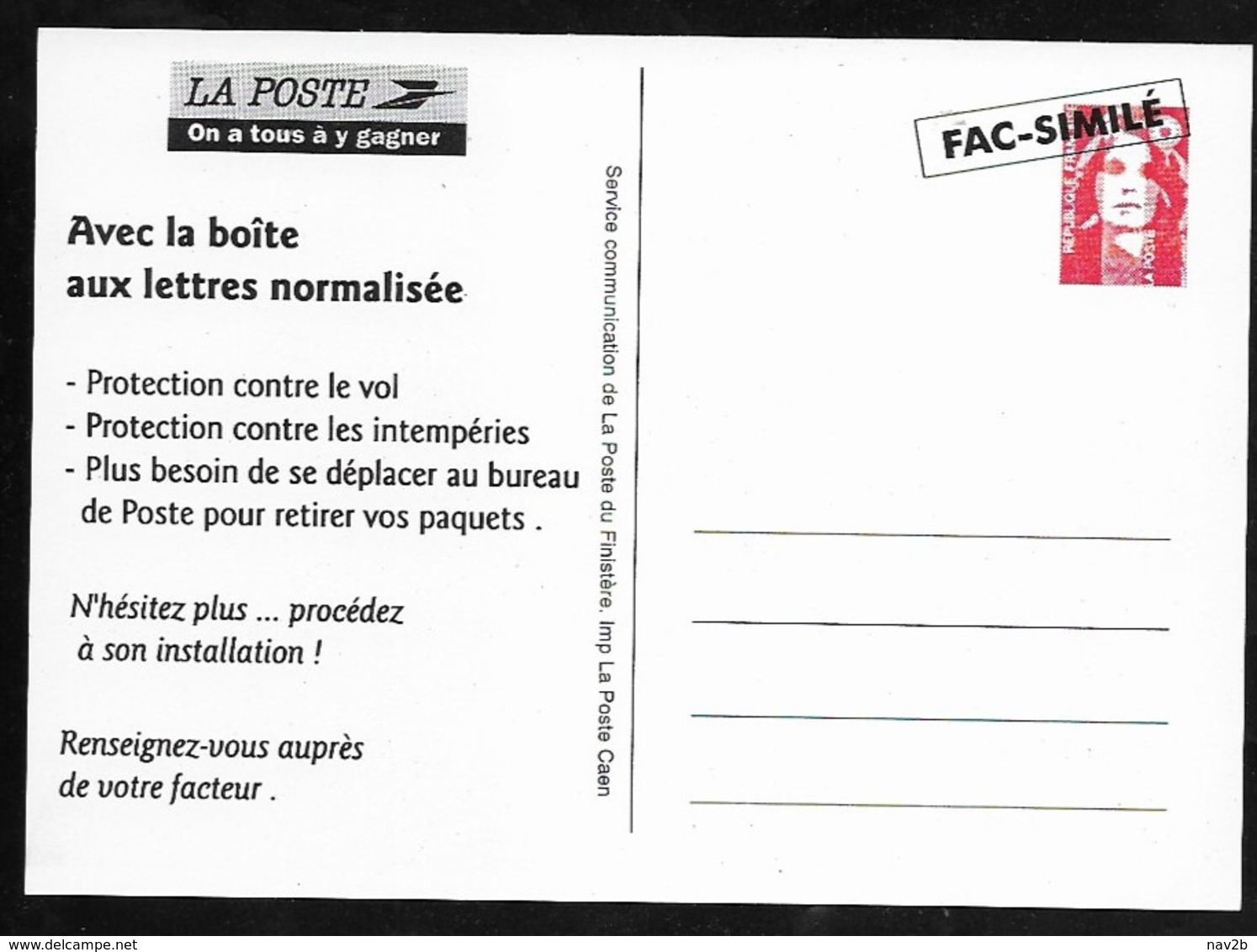 Entier Carte Postale Briat Fac Similé TSC  Pour La Poste . Boite Aux Lettres Normalisée . - Standard- Und TSC-AK (vor 1995)
