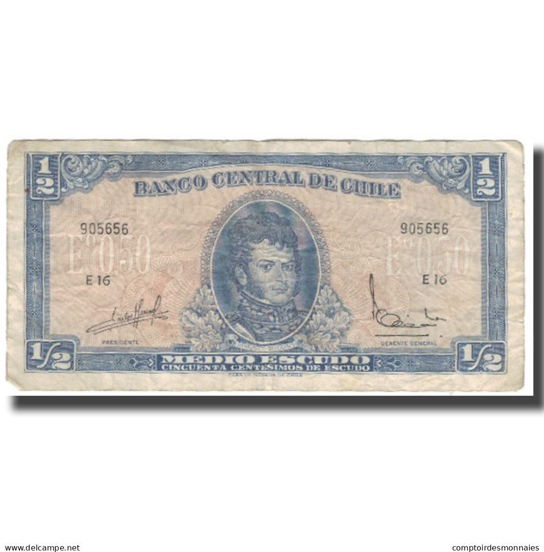 Billet, Chile, 1/2 Escudo, KM:134Aa, TB+ - Chili