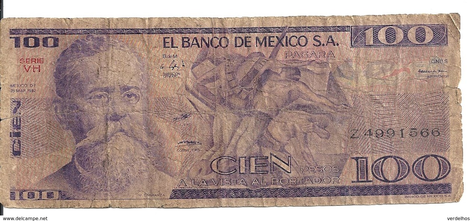 MEXIQUE 100 PESOS 1982 VG P 74 C - Mexique