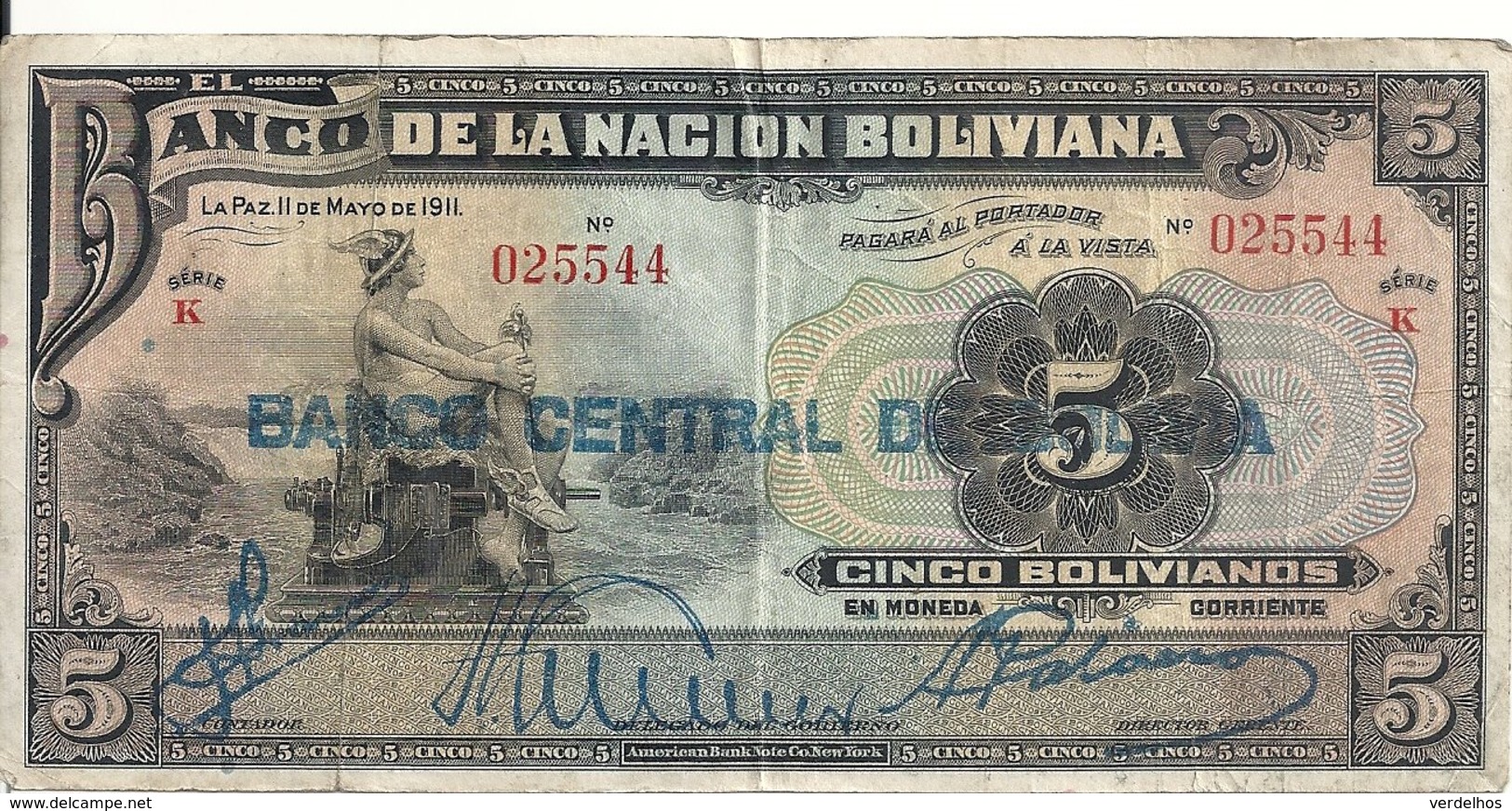 BOLIVIE 5 BOLIVIANOS ND1929 VF P 113 - Bolivië