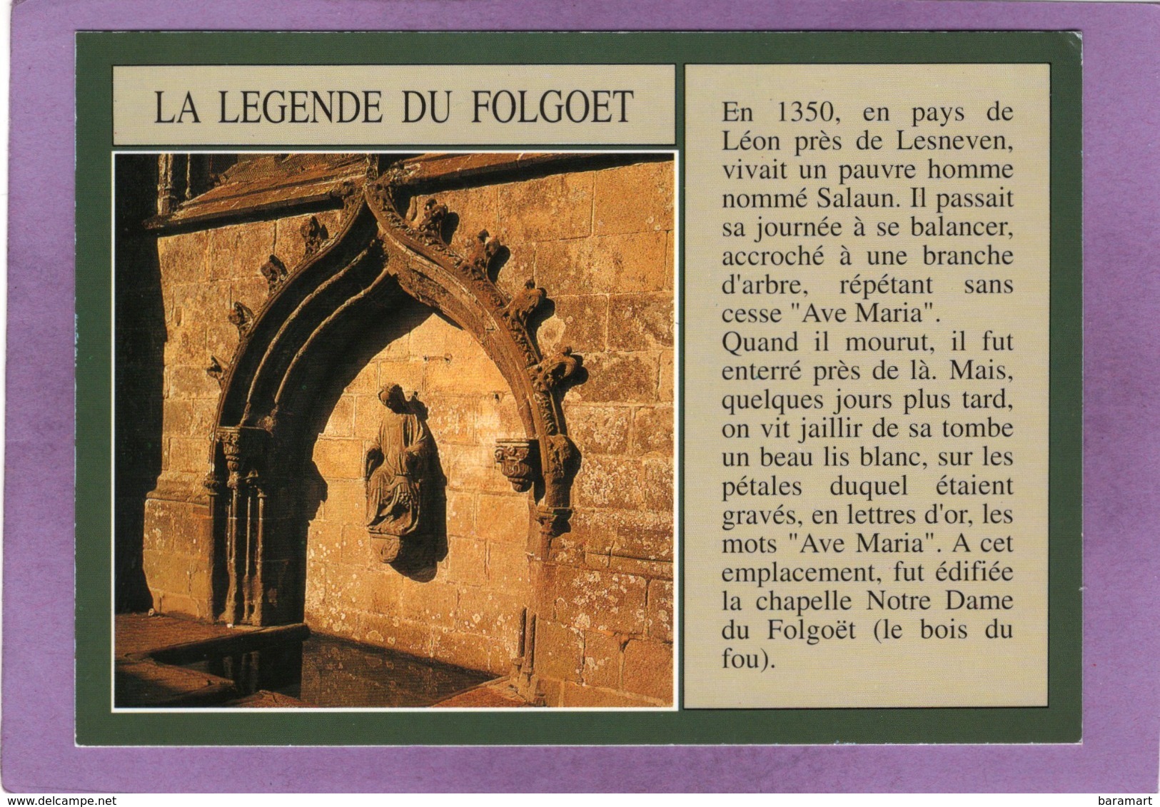 29 LE FOLGOET  LA LEGENDE DU FOLGOET  La Fontaine Sacrée  Située Au Chevet De La Basilique - Sonstige & Ohne Zuordnung