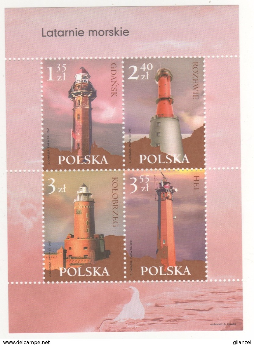 Polonia Poland Polska 2007 Sheet Fari PHARES - LEUCHTURME - LIGHTHOUSES - Headlights MNH - Lighthouses