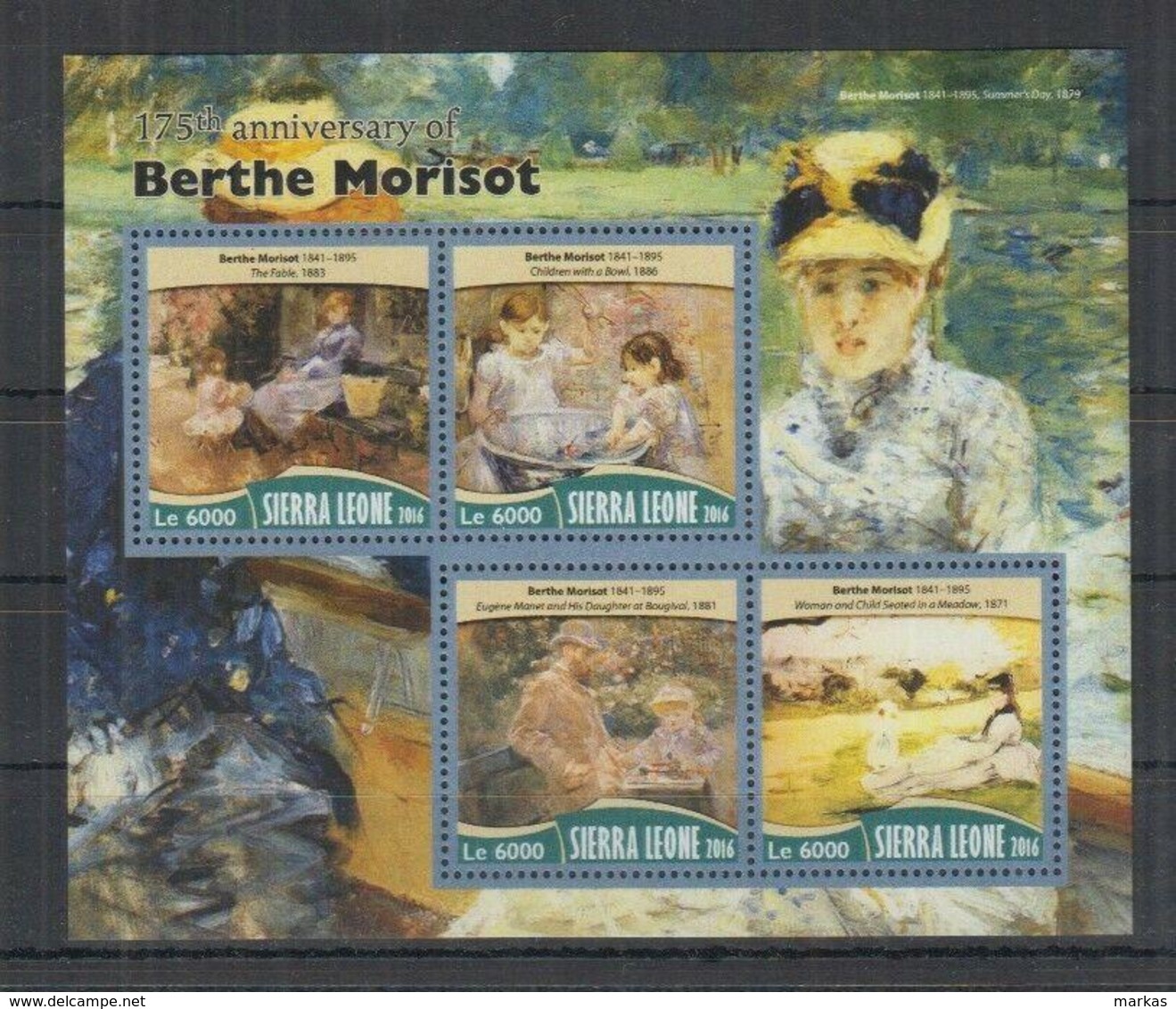 I694. Sierra Leone MNH - 2016 - Art - Painting - Berthe Morisot - Altri & Non Classificati