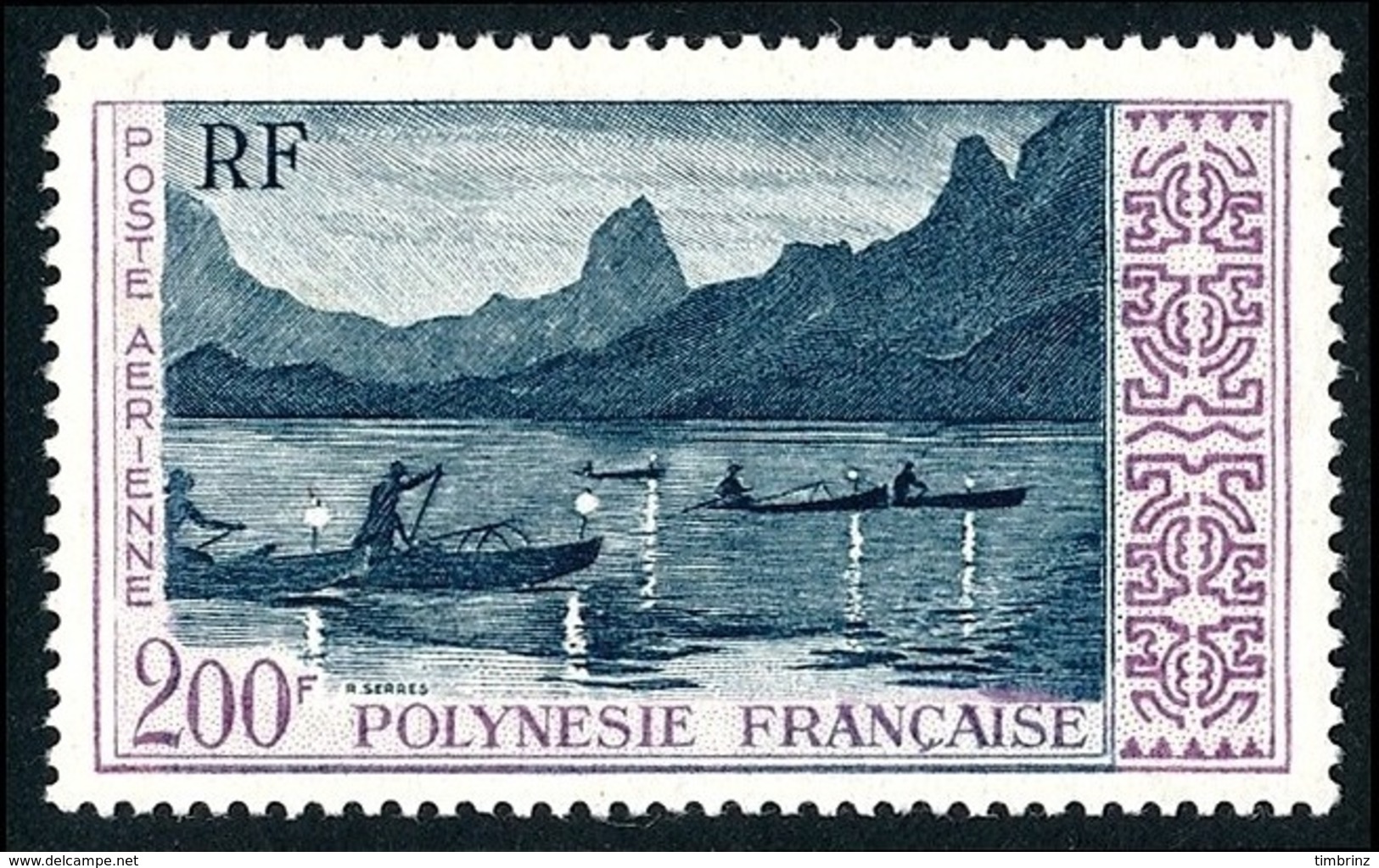 POLYNESIE 1958 - Yv. PA 4 *   Cote= 43,00 EUR - Pêche De Nuit Au Large De Moorea  ..Réf.POL24615 - Nuevos