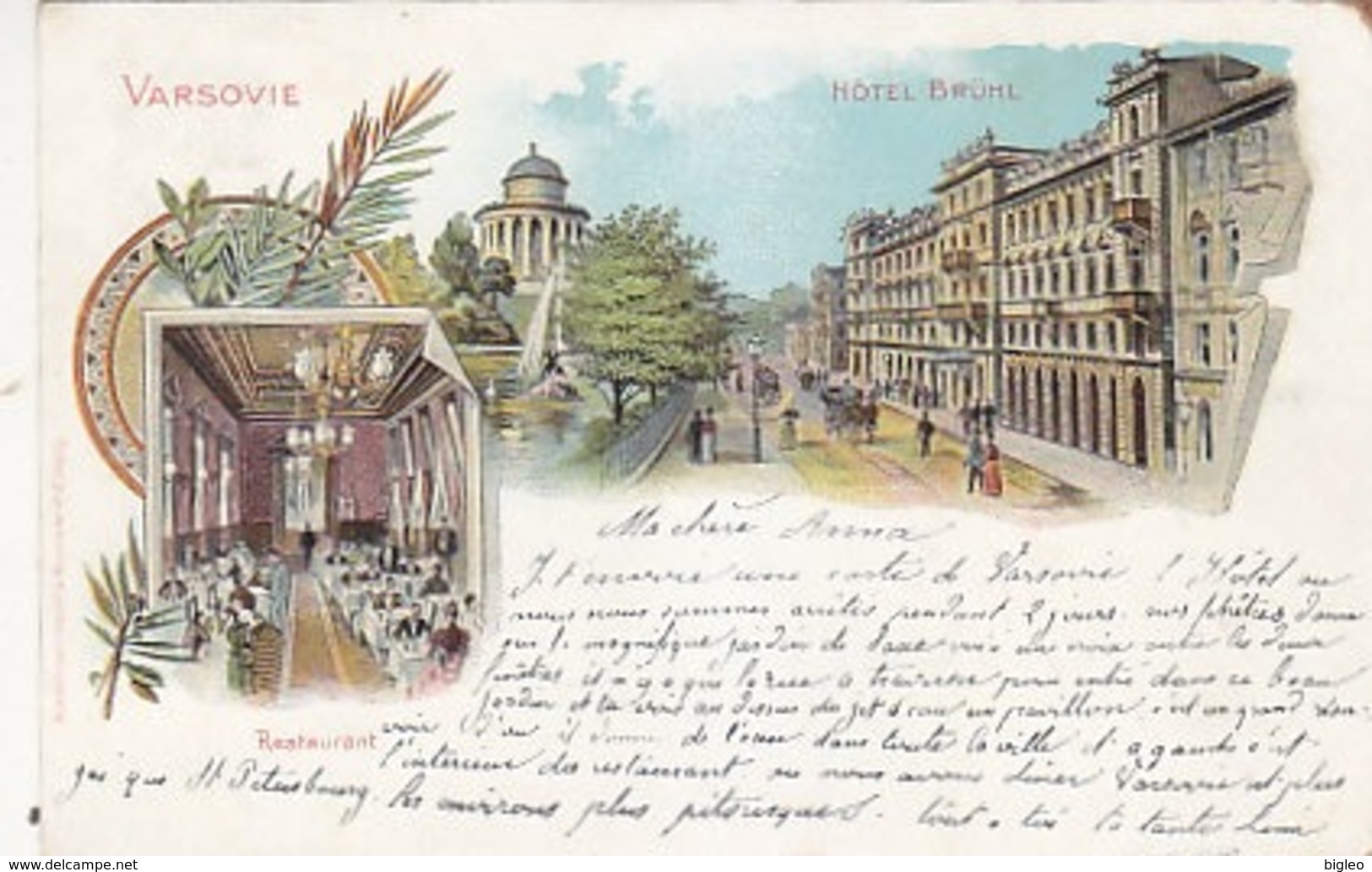 Varsovie - Hotel Brühl - Litho        (A-117-190222) - Polen