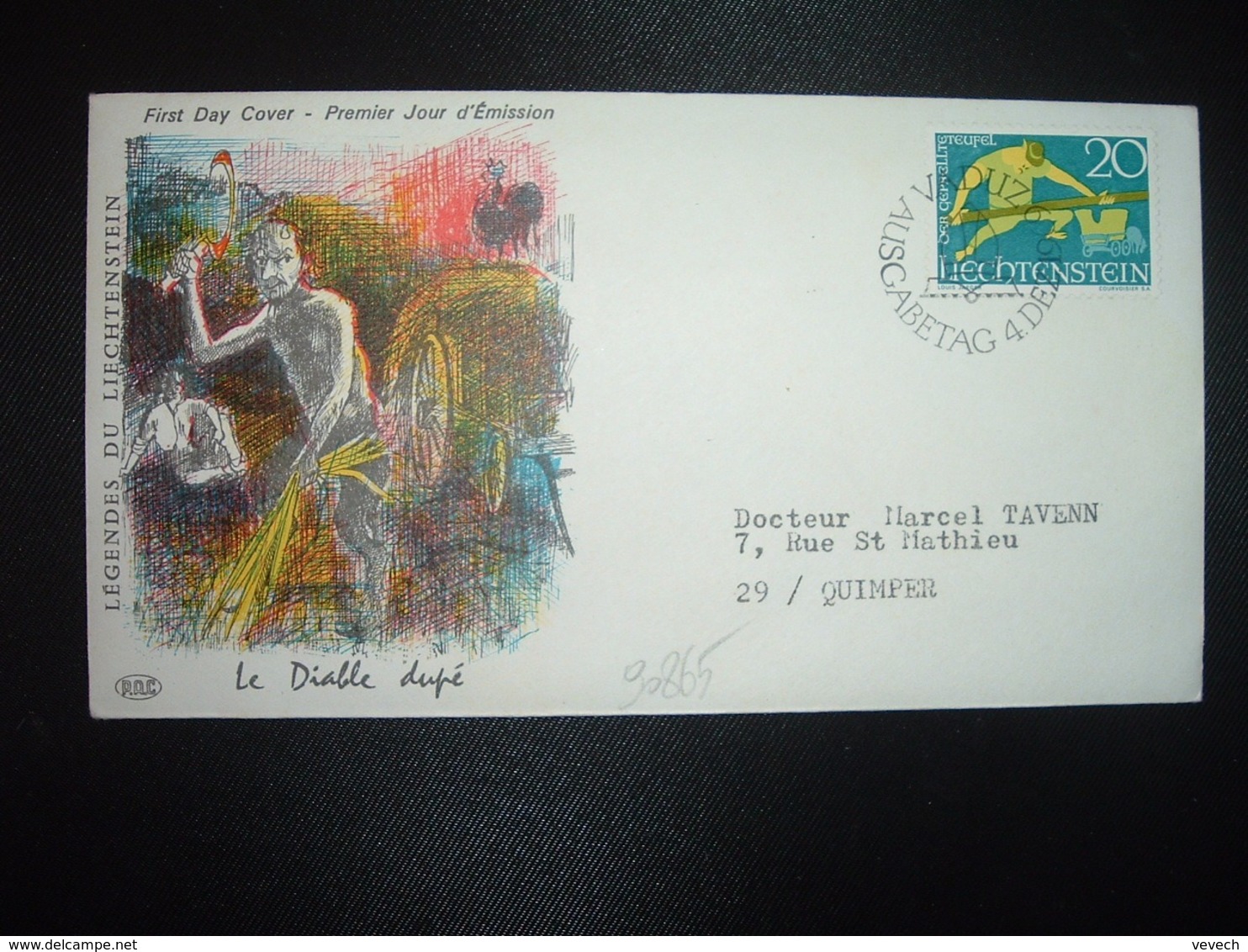 LETTRE TP LICHTENSTEIN LE DIABLE Dupé 20 OBL. FDC 1969 VADUZ - Other & Unclassified