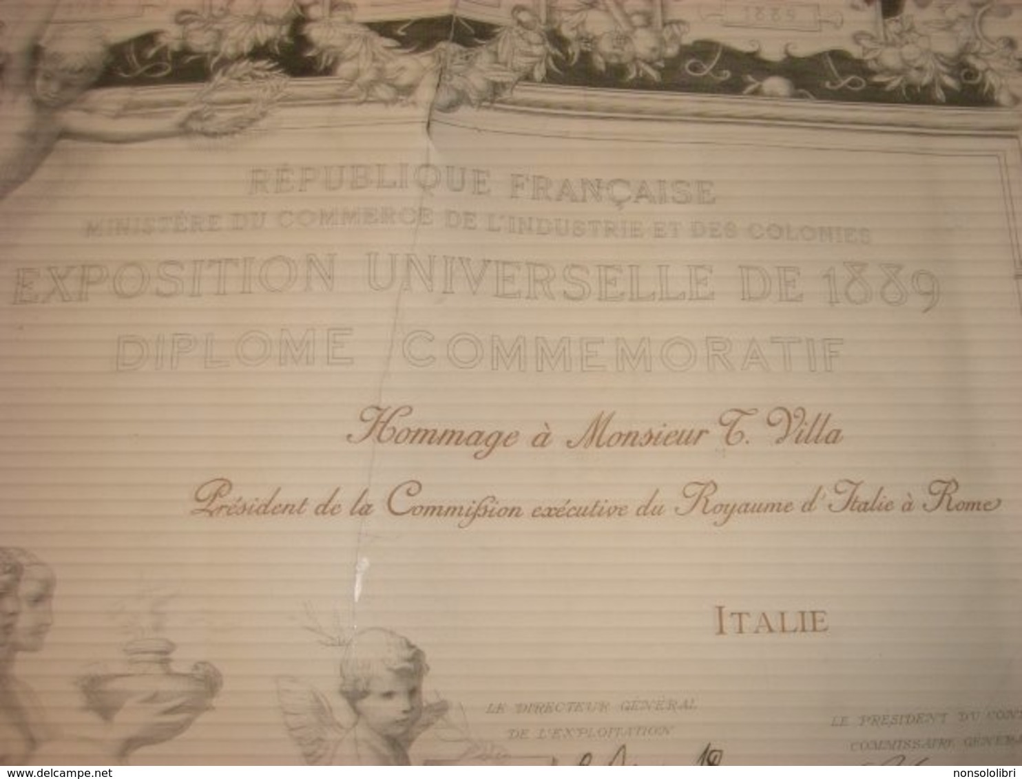 DIPLOMA REPUBLIQUE FRANCAISE EXPOSITION UNIVERSELLE DE 1889 DIPLOME COMMEMORATIF - Diplomi E Pagelle