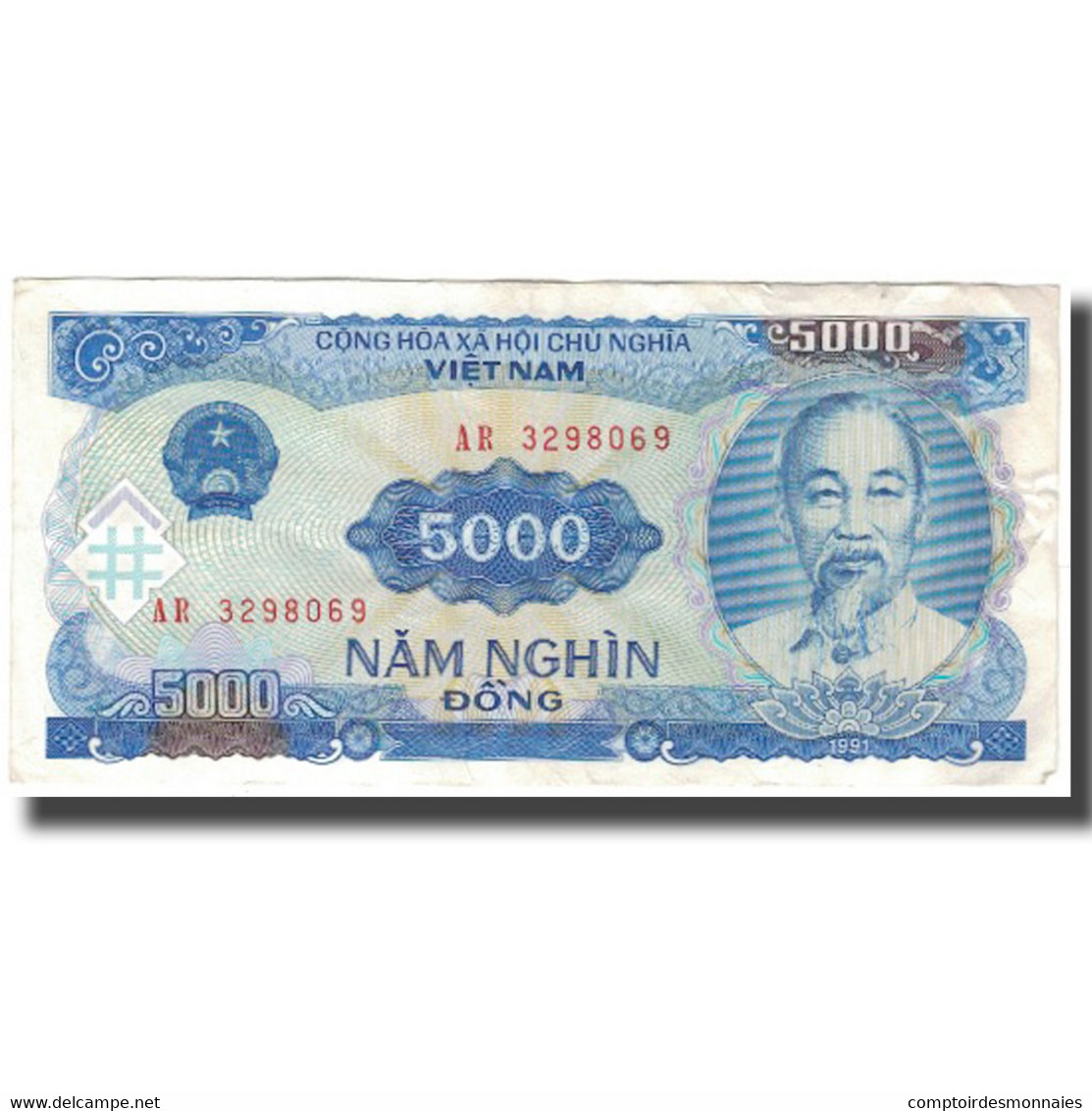 Billet, Viet Nam, 5000 D<ox>ng, 1991, KM:104a, TTB - Vietnam