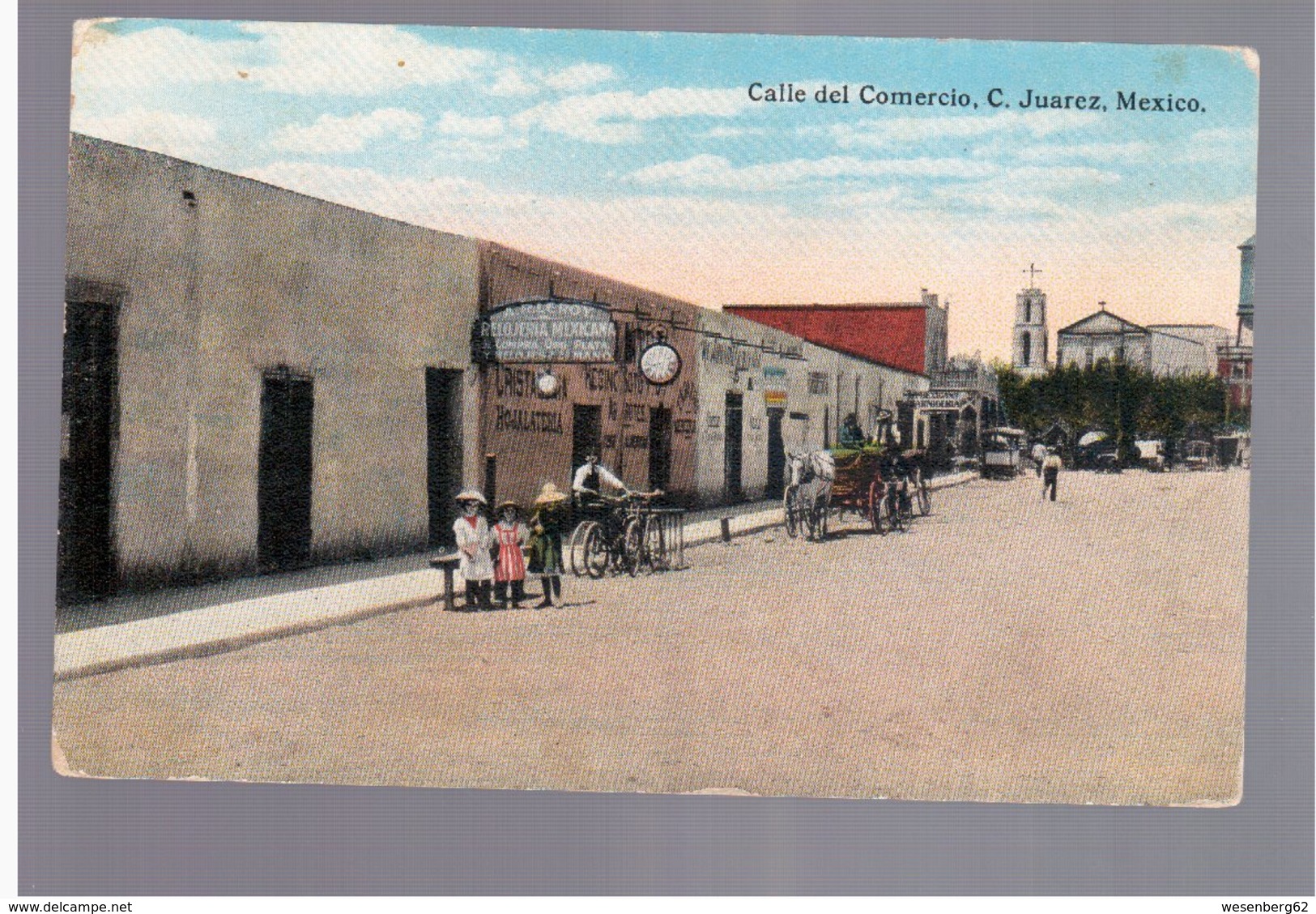 MEXICO Calle Del Comercio C. Juarez  Ca 1915 Old Postcard - Mexiko