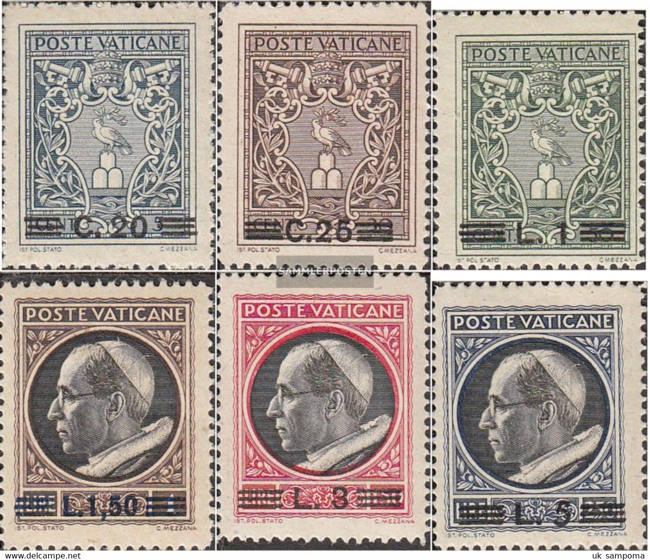 Vatikanstadt 116-121 Unmounted Mint / Never Hinged 1945 Print Edition - Unused Stamps