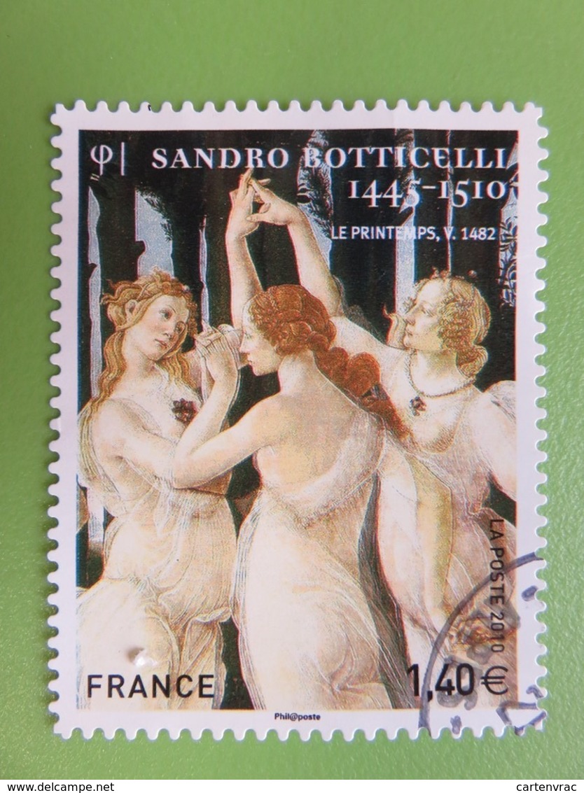 Timbre France YT 509 AA - Série Artistique - Sandro Botticelli - Les Trois Grâces - 2010 - Cachet Rond - Autres & Non Classés