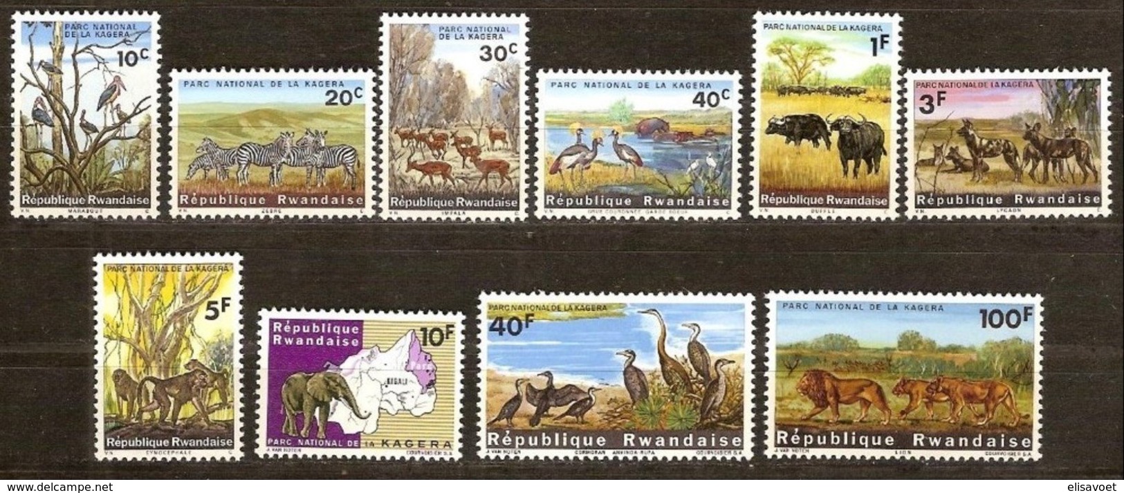 Rwanda 1965 Ocbn° 98-107 *** MNH Cote 22 € Fauna Kagera Park - Nuovi