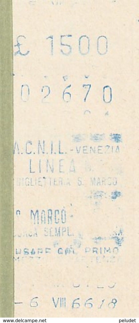 TICKET - BILLETE  A.C.N.I.L. - VENEZIA 1986 - Europa