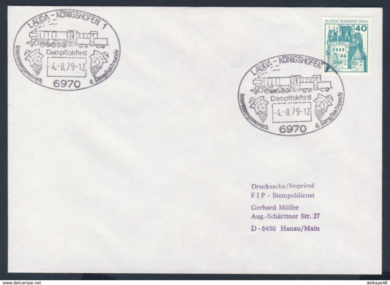 Deutschland Germany 1979 Brief Cover - Dampflokfest - Interessegemeinschaft Dampflokfreunde, Lauda-Königshofen - Treni