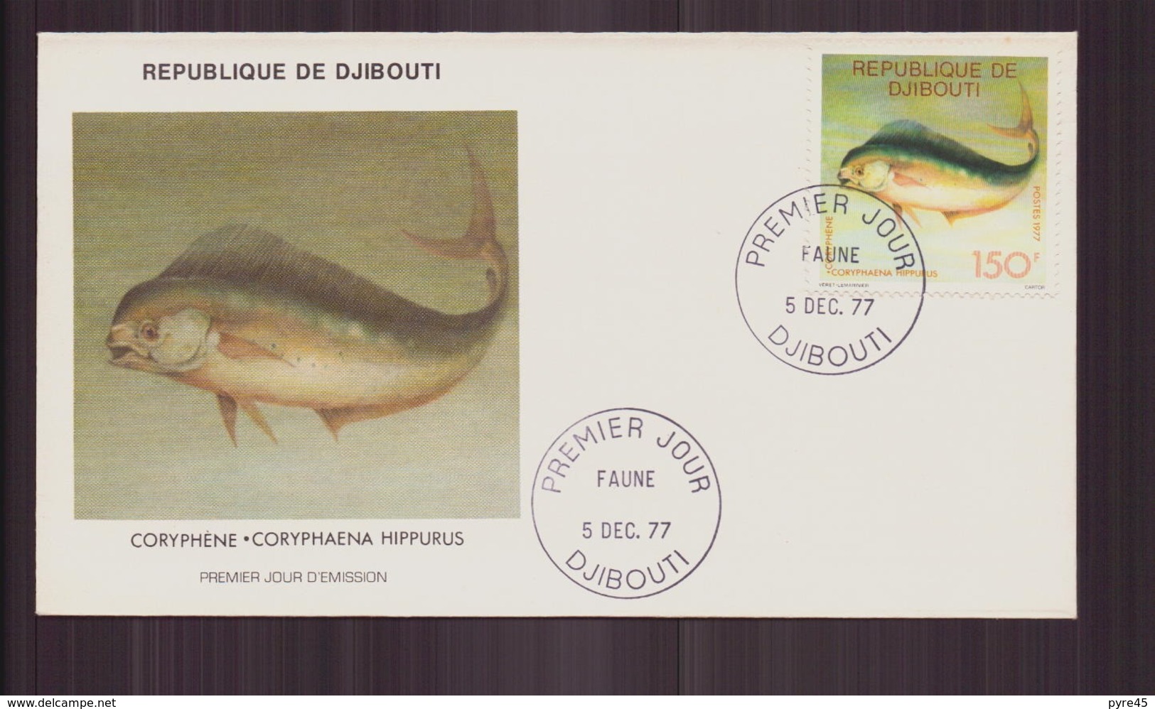 Djibouti FDC Du 5 Décembre 1977 à Djibouti " Faune, Coryphène " - Yibuti (1977-...)