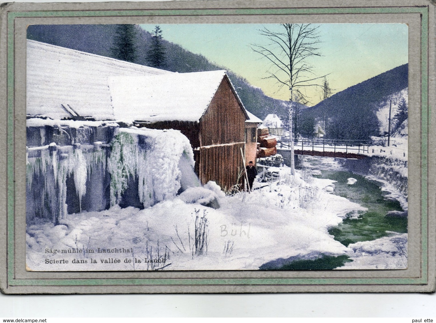 CPA - Environs De BUHL (68) - Aspect De La Scierie Sur La Lauch En Hiver En 1912 - Carte Colorisée - Otros & Sin Clasificación