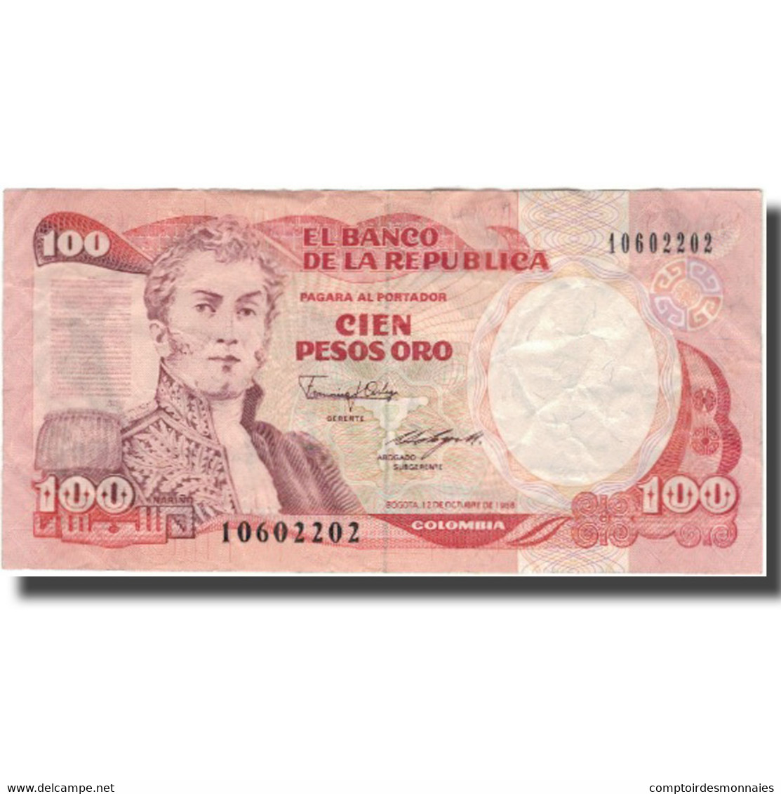 Billet, Colombie, 100 Pesos Oro, 1988, 1988-10-12, KM:426c, TB - Colombia