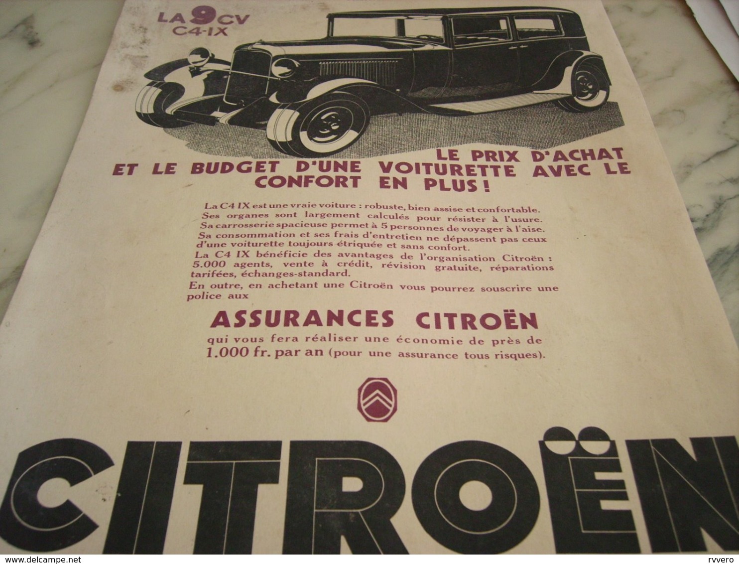 ANCIENNE PUBLICITE  PRIX D ACHAT CITROEN   1932 - Cars