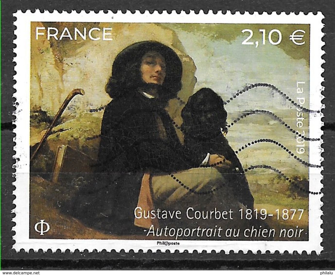 FRANCE 5333 2019 GUSTAVE COURBET PEINTRE FRANÇAIS AUTOPORTRAIT AU CHIEN NOIR - 2010-.. Matasellados