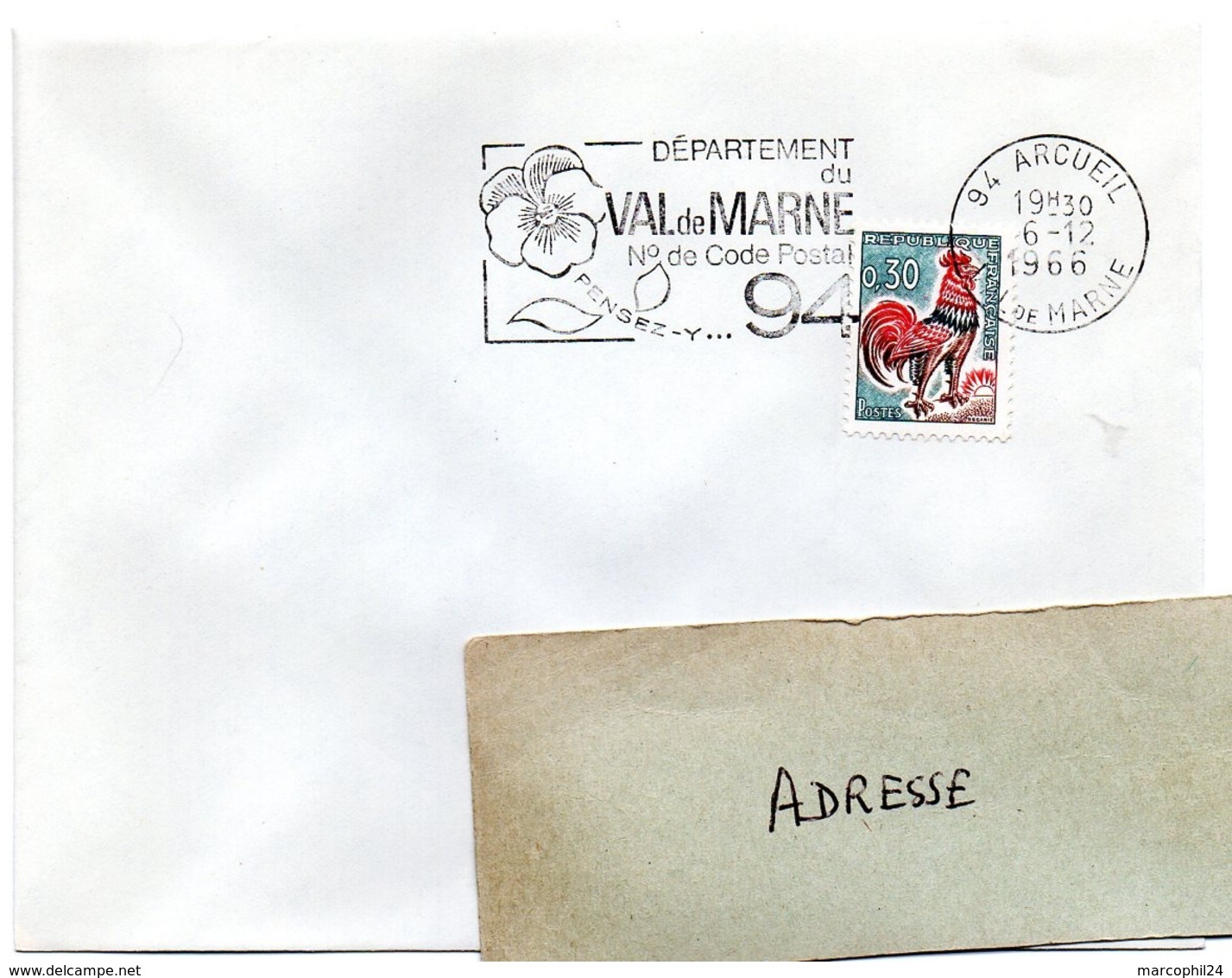 VAL De MARNE - Dépt N° 94  ARCUEIL 1966 = FLAMME Codée = SECAP  ' N° De CODE POSTAL / PENSEZ-Y ' - Zipcode