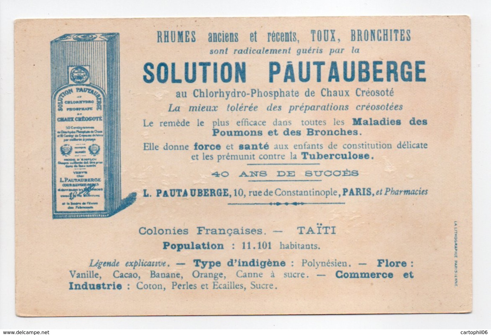 - CHROMO SOLUTION PAUTAUBERGE - 10, Rue De Constantinople - PARIS - Les Colonies Françaises : TAÏTI - - Autres & Non Classés