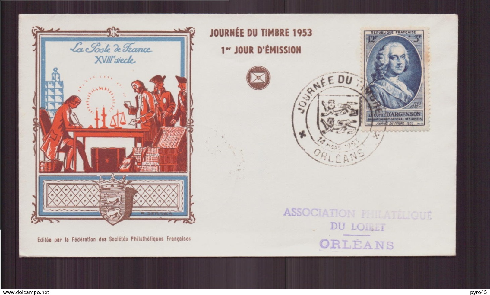 France FDC Du 14 Mars 1953 à Orléans " Journée Du Timbre " - 1950-1959