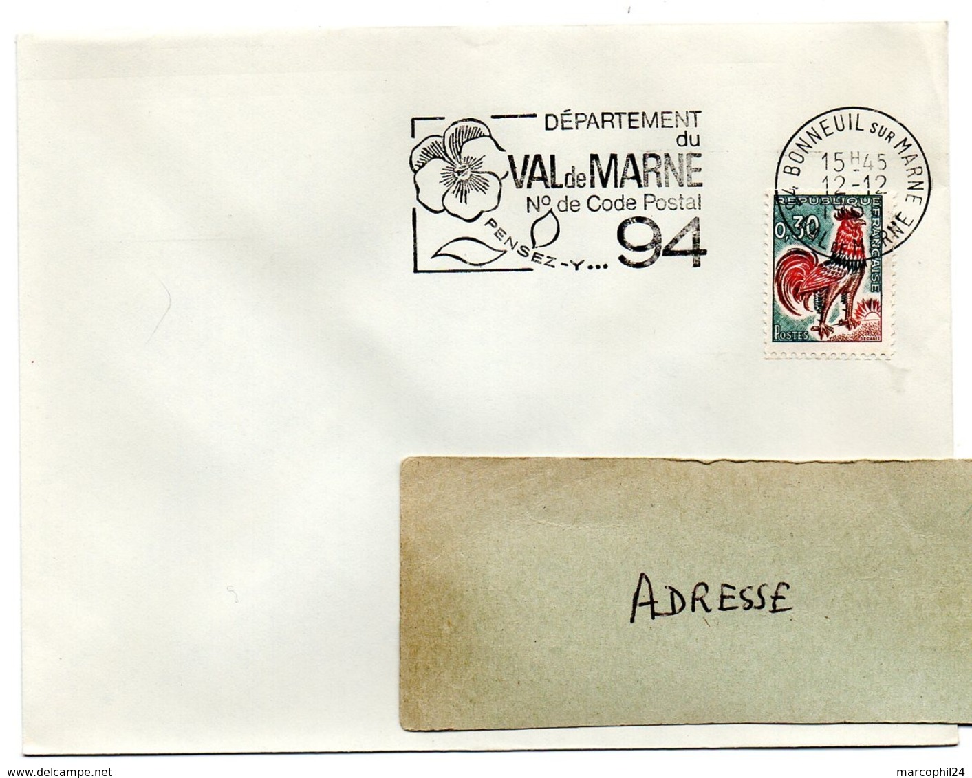 VAL De MARNE - Dépt N° 94 BONNEUIL Sur MARNE 1966 = FLAMME Codée = SECAP  ' N° De CODE POSTAL / PENSEZ-Y ' - Zipcode