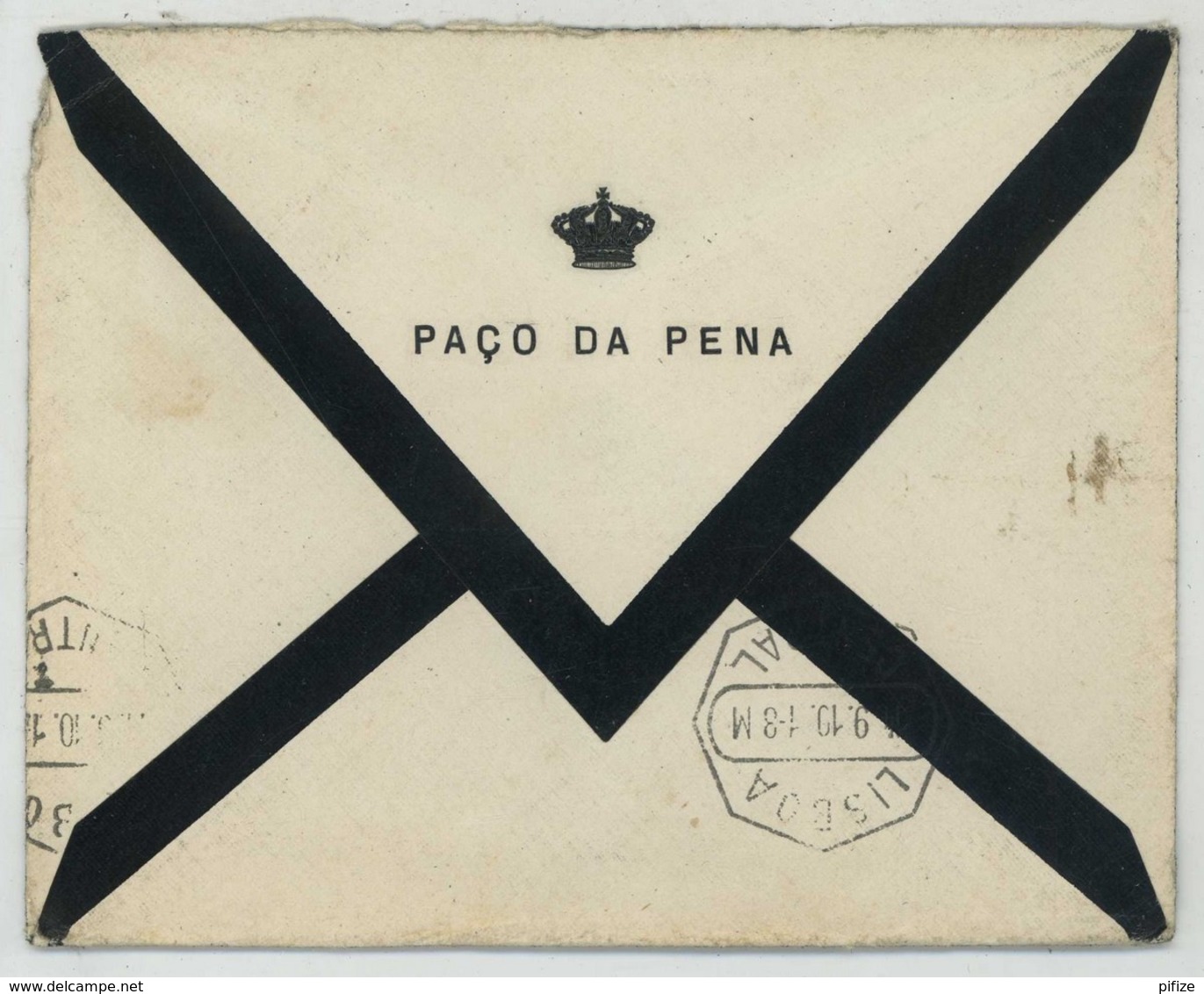 N° 156 / Enveloppe 1910 Paço Da Pena Pour Paris . Ecrite De La Main D'Amélie D'Orléans Reine Du Portugal . - Covers & Documents