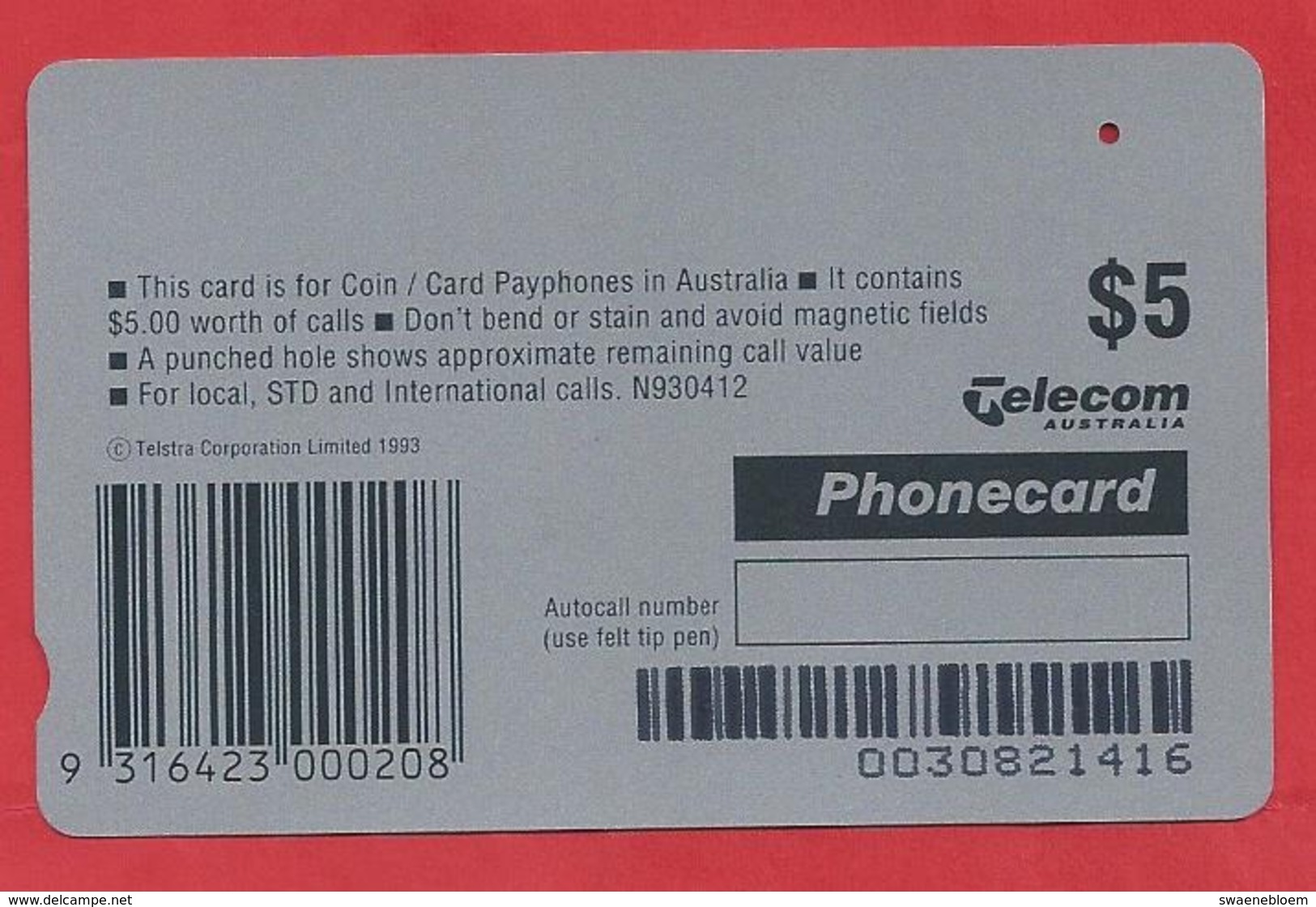 AU.- Telecom Phonecard $5. Landscape. Australia AUSTRALIË. 0031710603 - Landschaften