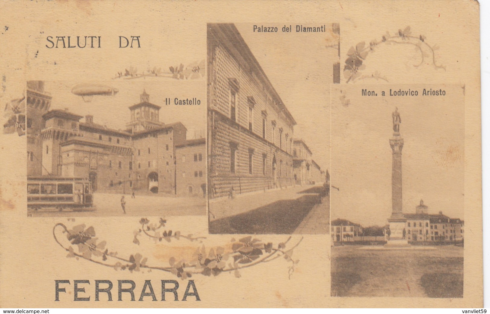 FERRARA-SALUTI DA-MULTIVEDUTE-CARTOLINA VIAGGIATA IL 4-8-1917 - Ferrara