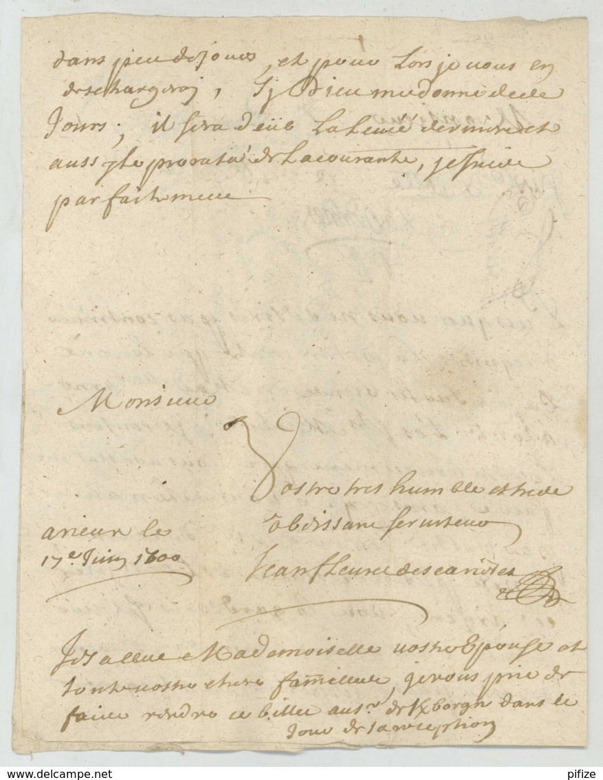 Marque Manuscrite "De Redon" + 3 Sols / LàC 1700 Pour Sénéchal De Plouguiel Et Plougrescant Près Tréguier . - ....-1700: Précurseurs