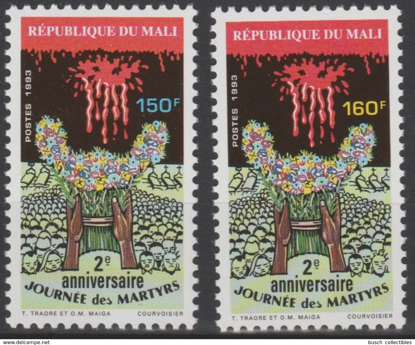 Mali 1993 Mi. 1175-1176 2e Anniversaire Journée Des Martyrs - Mali (1959-...)