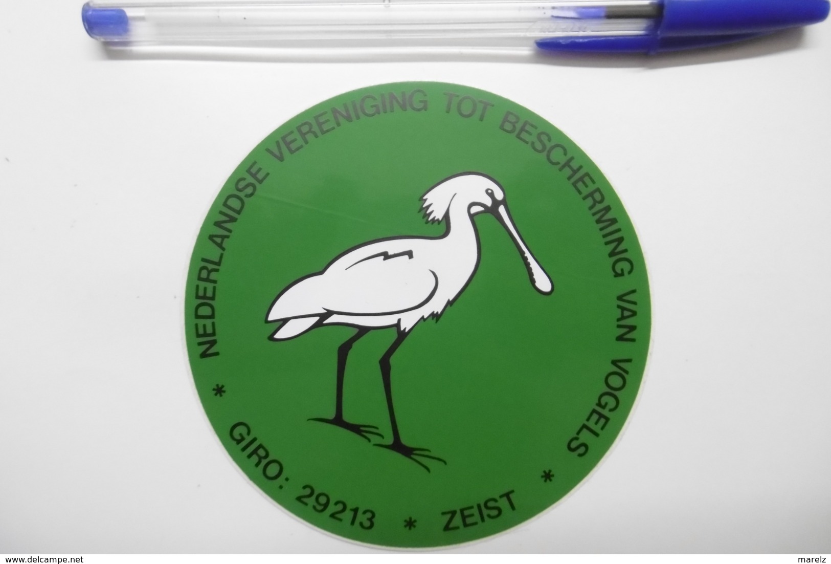 Autocollant Stickers - Thème OISEAUX Grue Spatule Blanche "VOGELSBECHERMING NEDERLAND" GIRO 29213 ZEIST - Adesivi