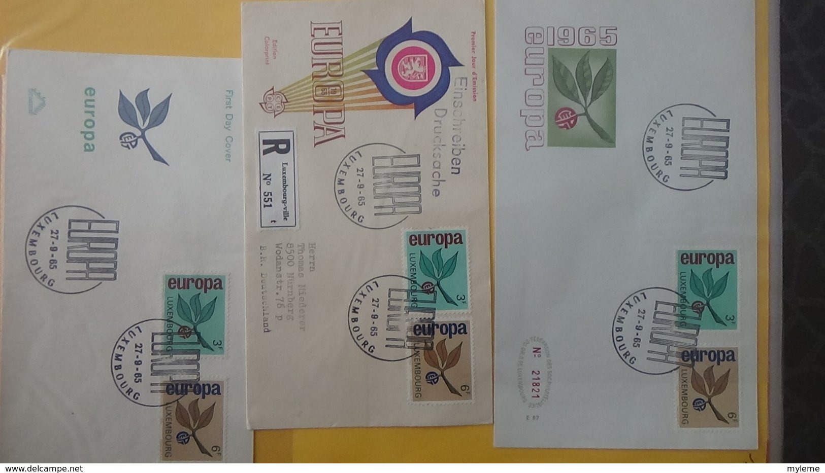 Dispersion d'une collection d'enveloppe 1er jour et autres dont 111 sur le thème EUROPA Luxembourg