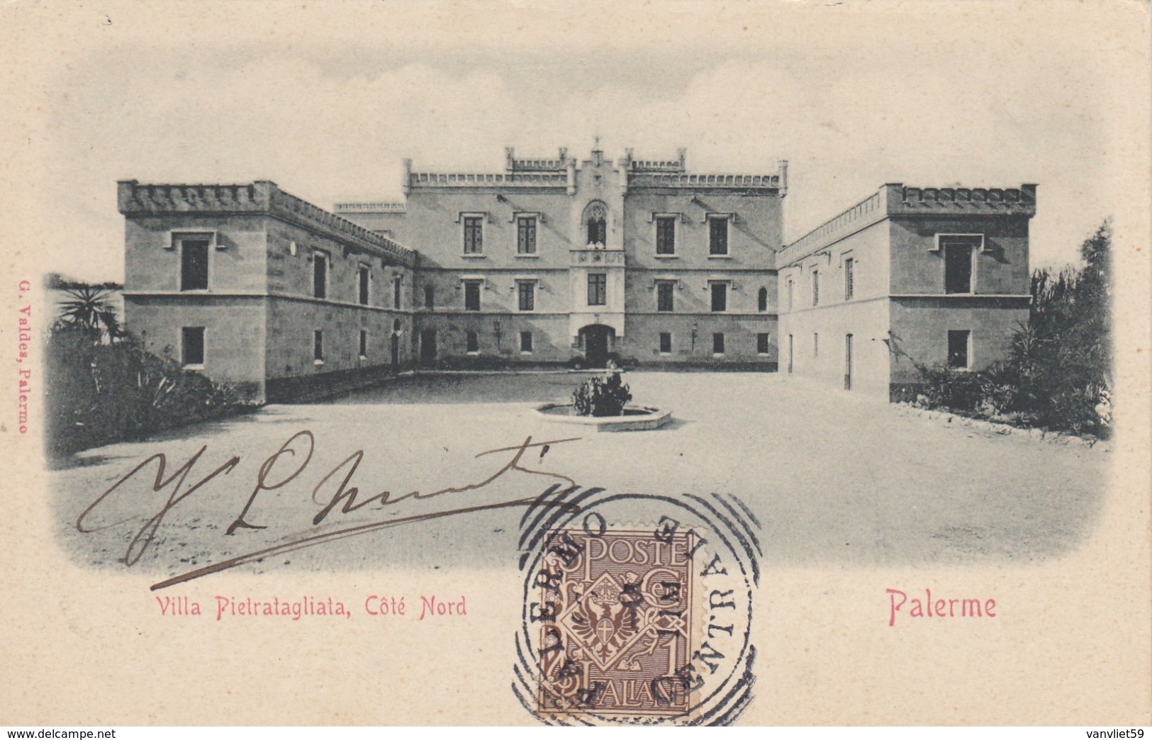 PALERMO-VILLA PIETRATAGLIATA,COTE NORD -CARTOLINA VIAGGIATA  NEL 1903 - Palermo