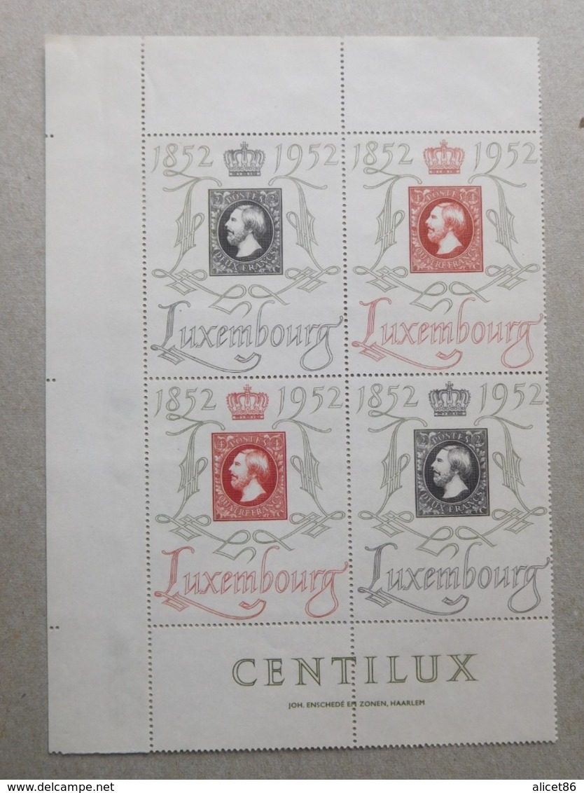 Timbres Neufs Luxembourg 1952 Bloc 4 Timbres 1852 / 1952 / Centilux - Blocs & Feuillets