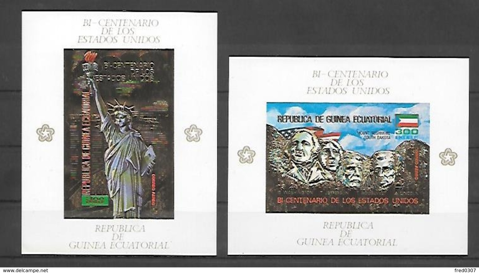 Guinée Equatoriale Guinea 2 Blocs Or Non Denetelé Imperf ** - Us Independence