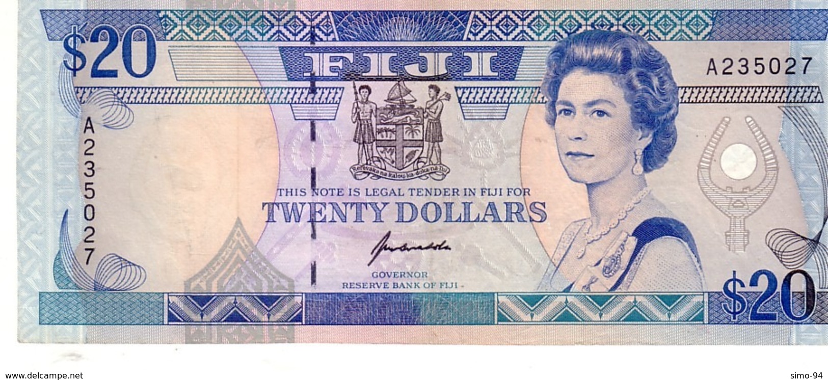 Fiji P.88 20 Dollars  1992 Au+ - Fiji