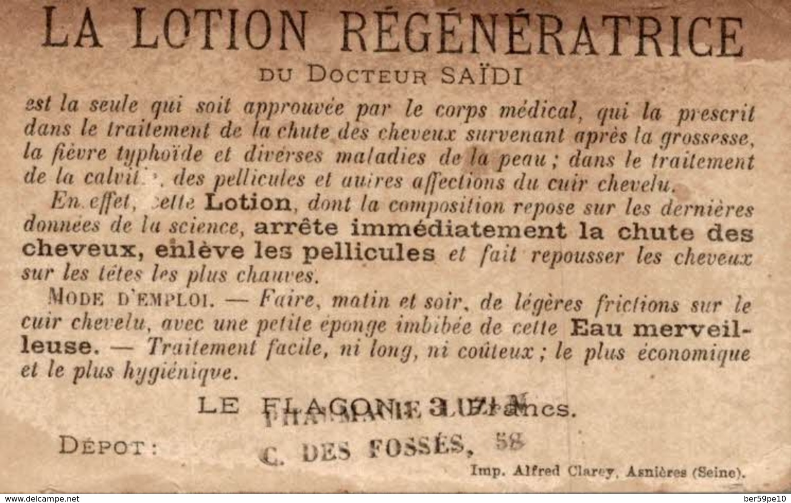 CHROMO LOTION REGENERATRICE DU Dr SAIDI  LE CURIEUX - Autres & Non Classés